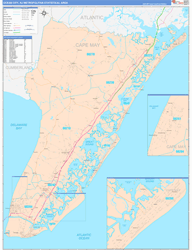 Ocean City Metro Area Wall Map Color Cast Style 2024